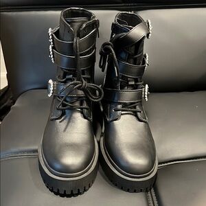Zara Black Combat & Moto Boots